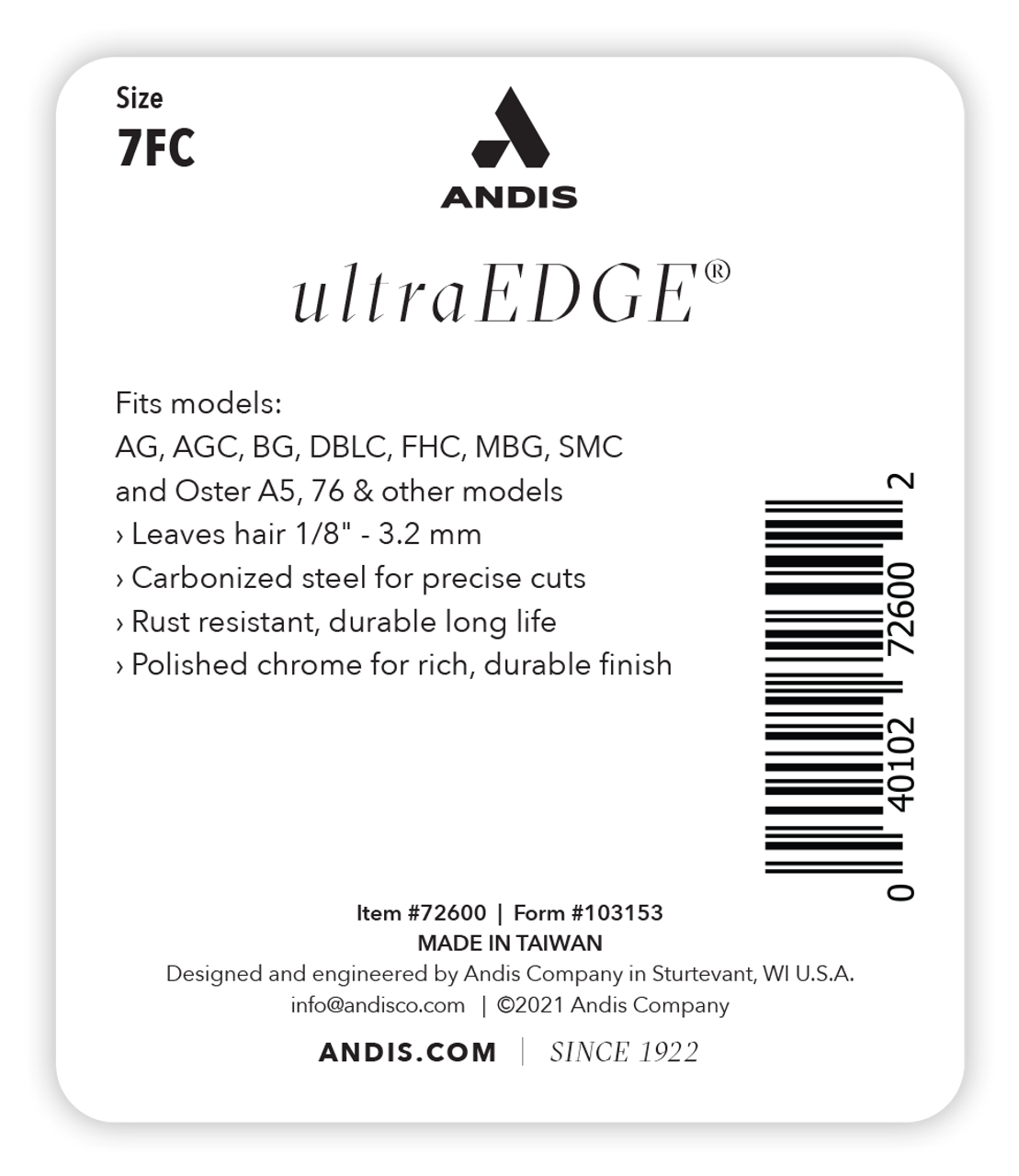 Andis UltraEdge Clipper Blade, Size 7FC