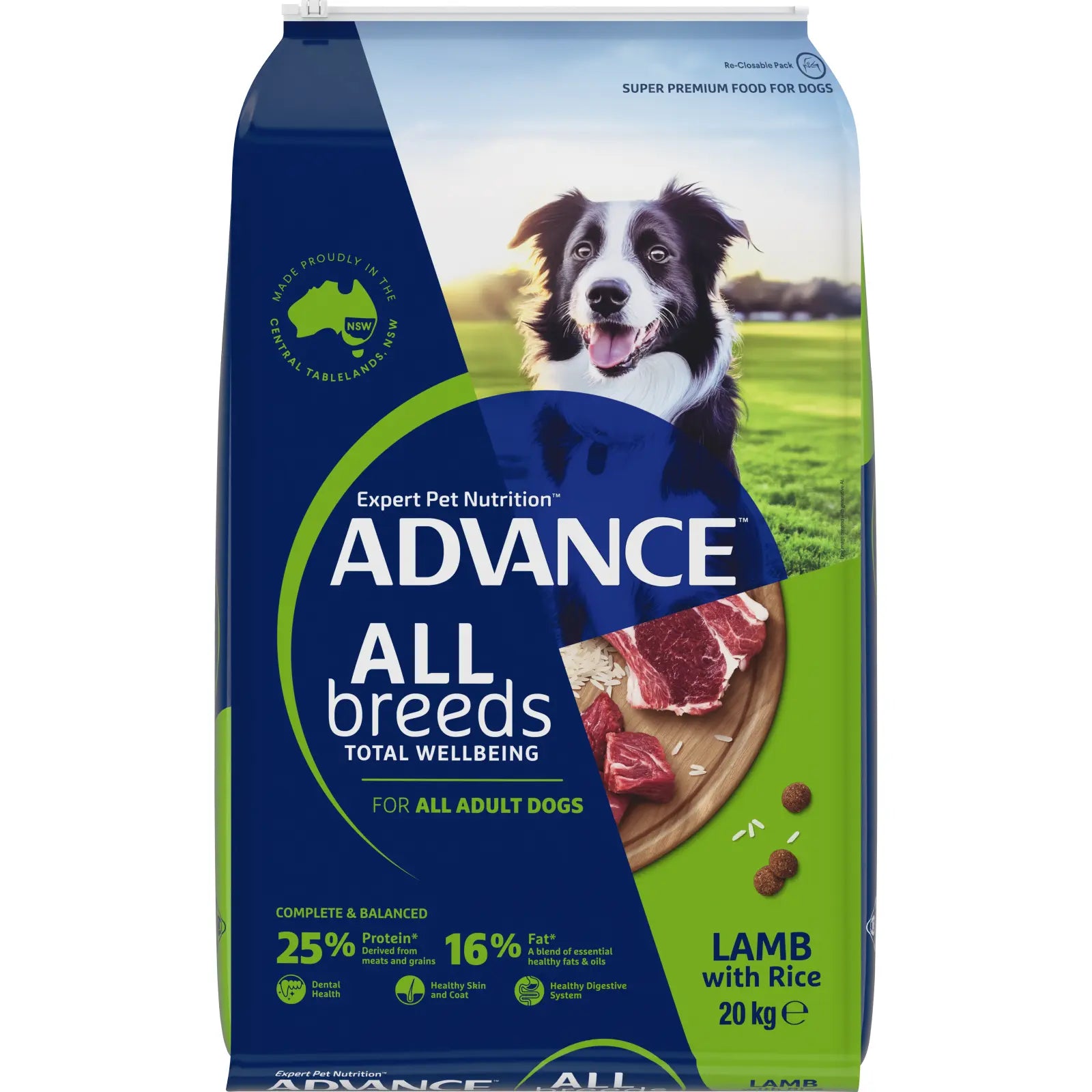 Advance Adult All Breeds Lamb with Rice Dry Dog Food 20kg — Tidbit