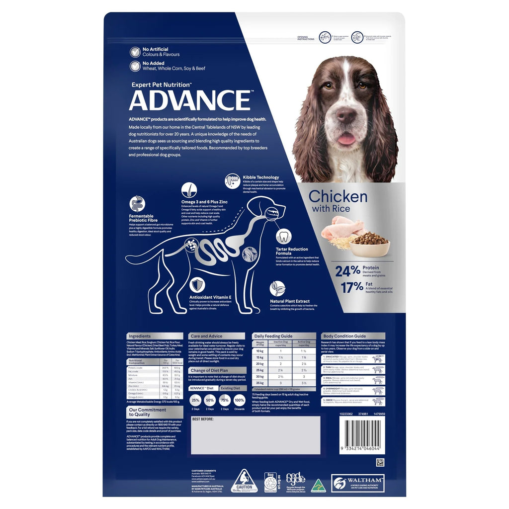Advance Adult Medium Breed Triple Action Dental Care Chicken with Rice