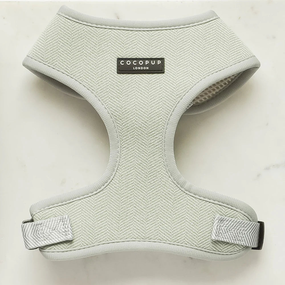 Cocopup London Adjustable Neck Harness Sage Tweed — Tidbit