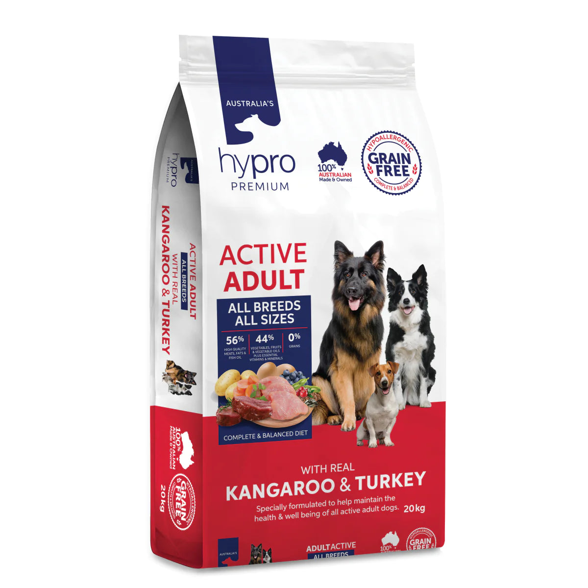 Hypro Premium Grain Free Active Adult Kangaroo & Turkey Dry Dog Food 20kg — Tidbit