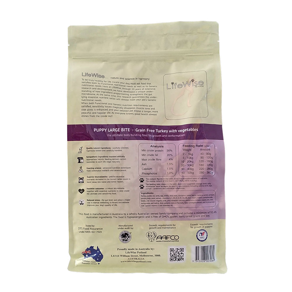 LifeWise Puppy Stage 3 Grain Free Turkey Large Bites Dry Dog Food