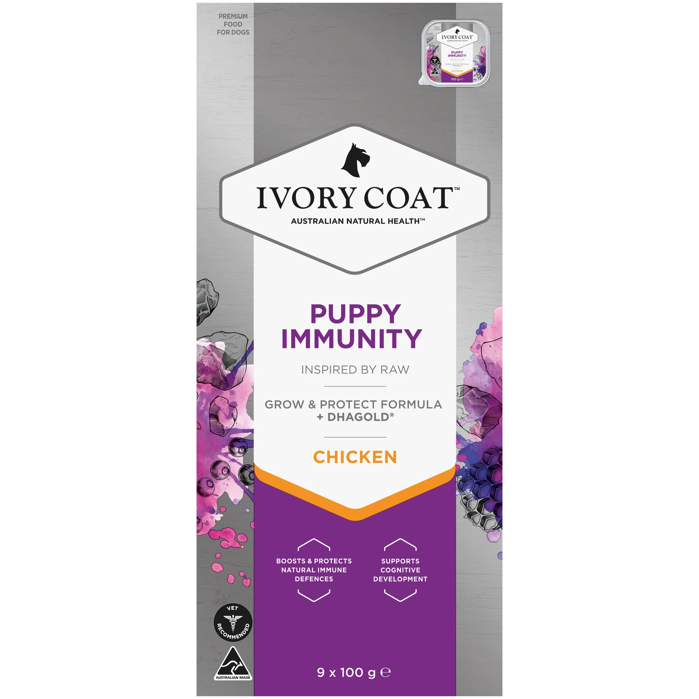 Ivory Coat Inspired by Raw Puppy Immunity Wet Trays 100g