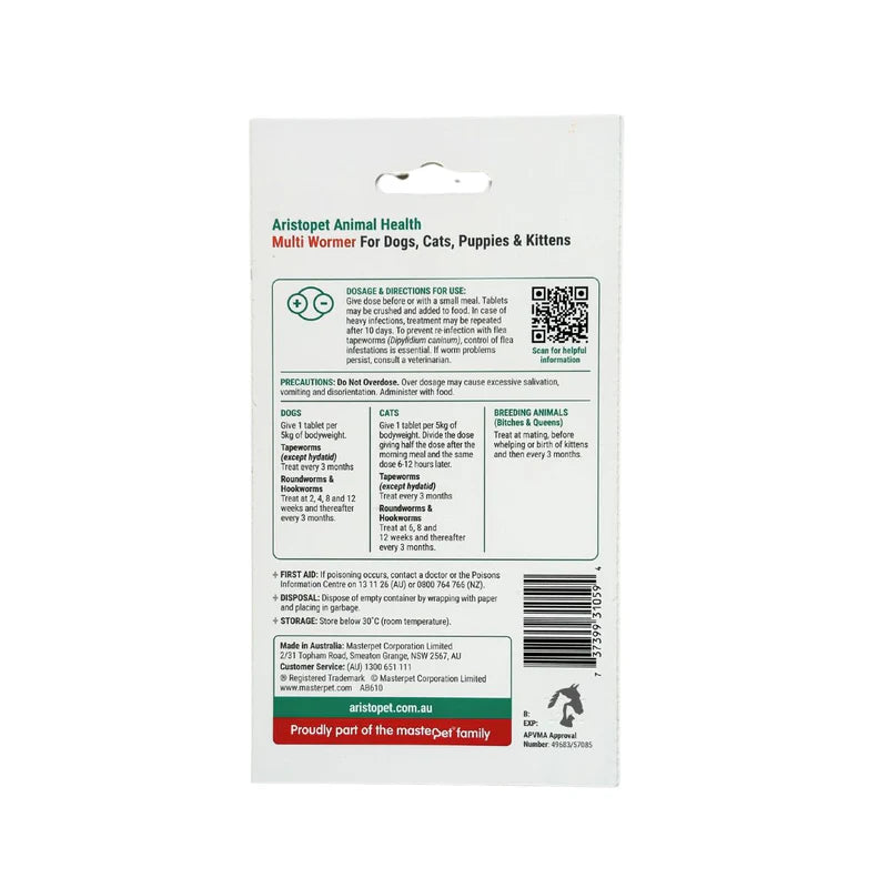 Aristopet Multi Wormer for Dogs, Cats, Puppies & Kittens