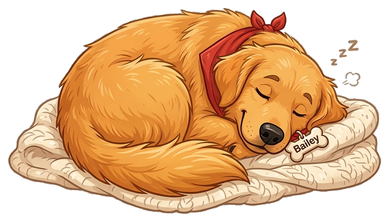 Bailey sleeping on a blanket