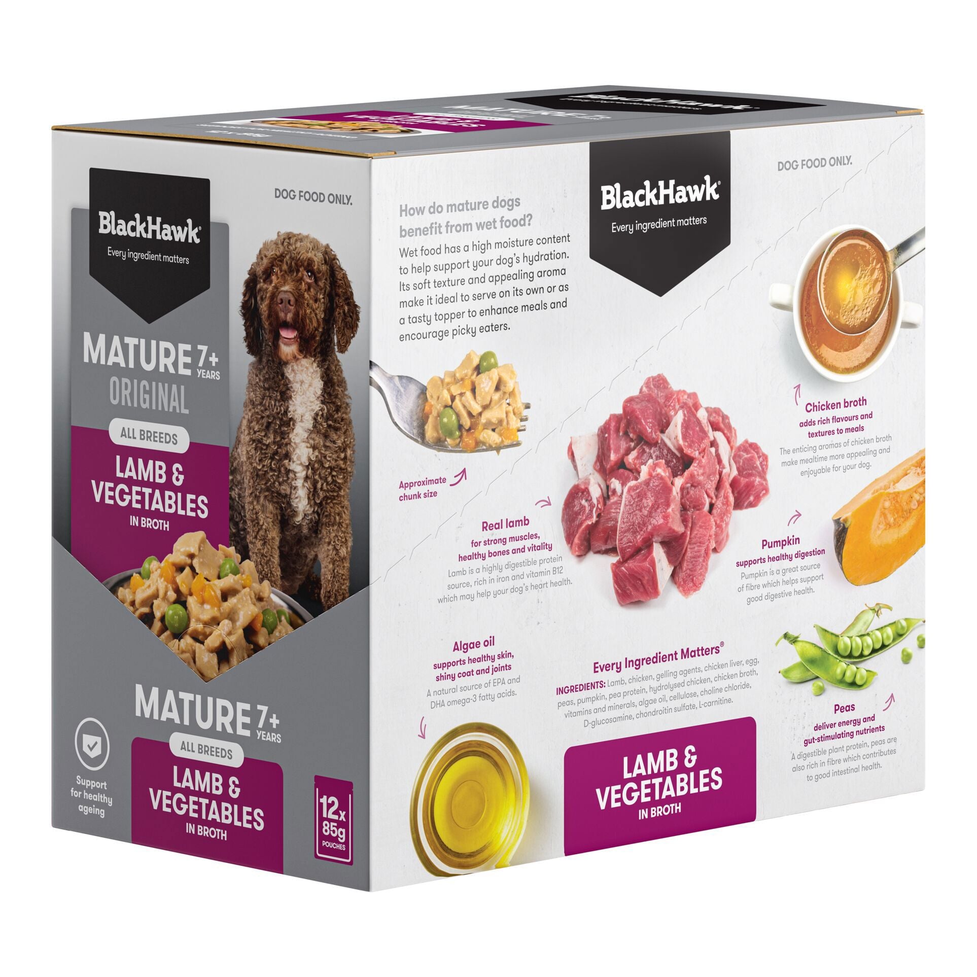 Black Hawk Mature Lamb & Vegetables Wet Pouches 85g
