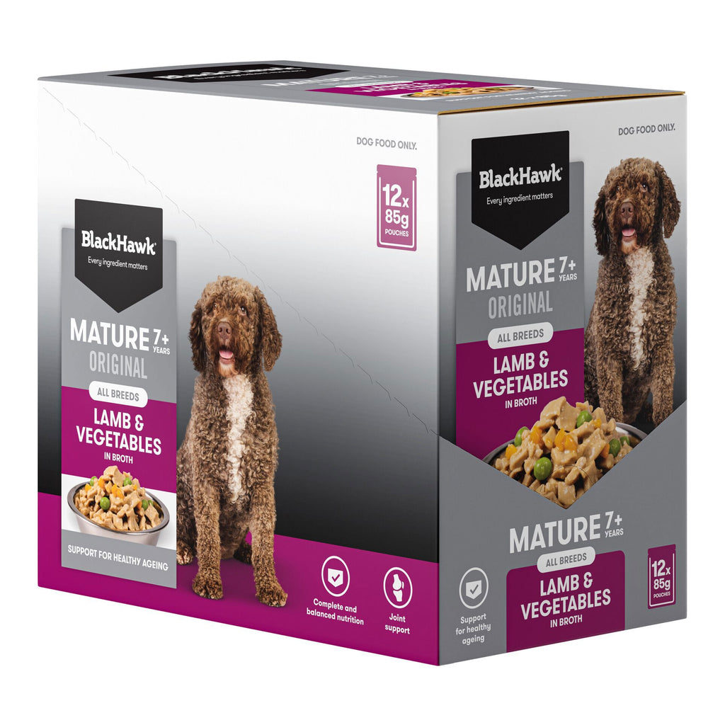 Black Hawk Mature Lamb & Vegetables Wet Pouches 85g