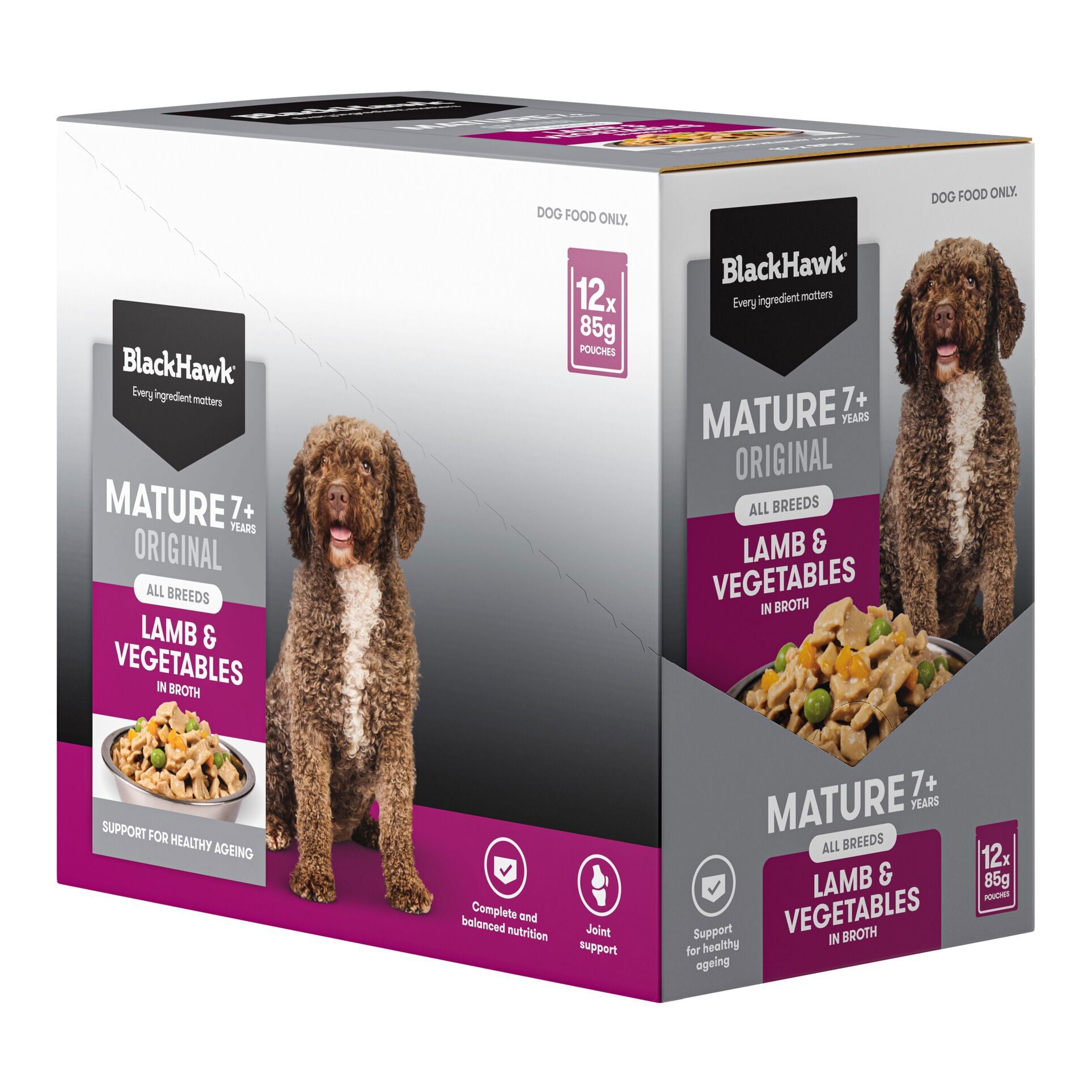 Black Hawk Mature Lamb & Vegetables Wet Pouches 85g