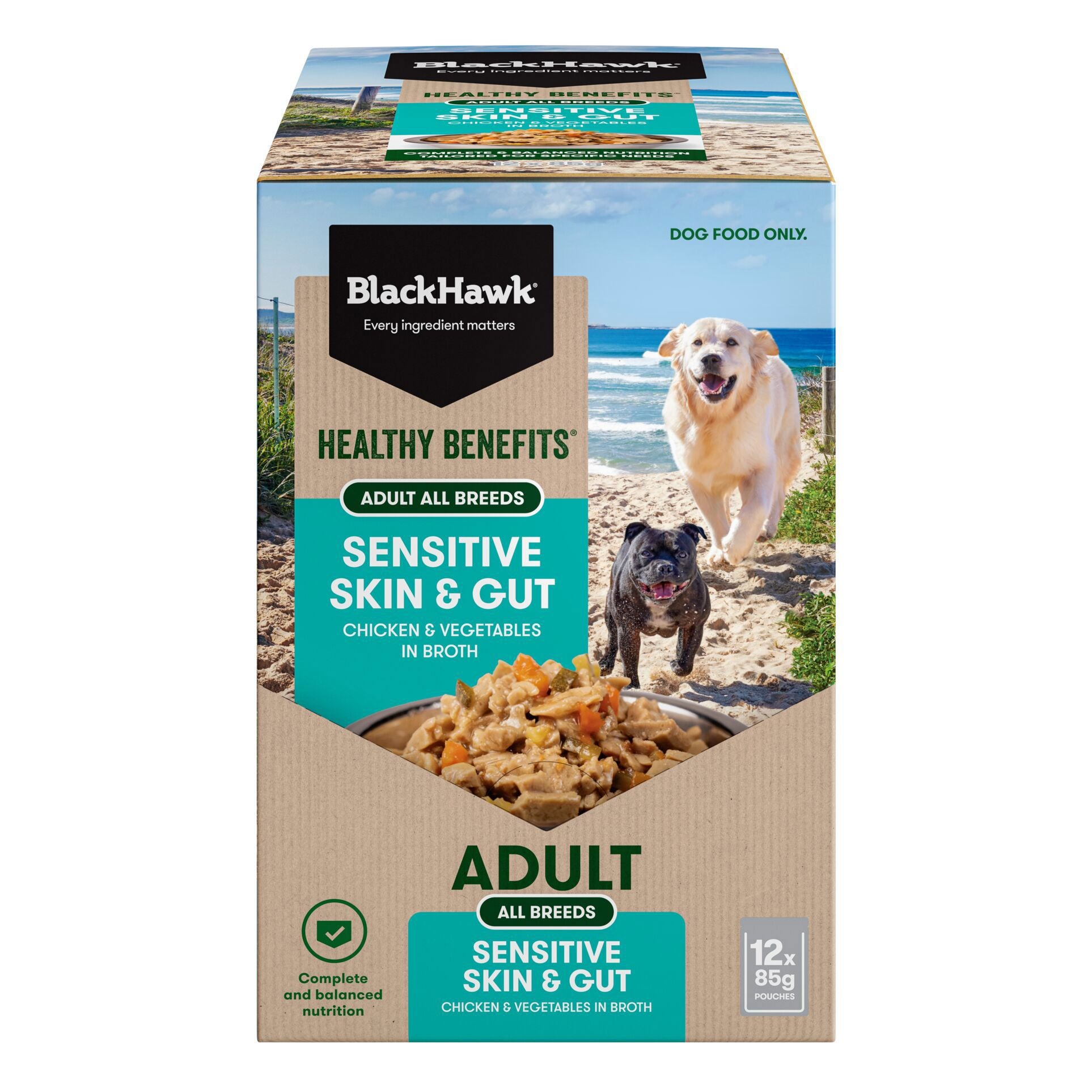 Black Hawk Healthy Benefits Sensitive Skin & Gut Wet Pouches 85g — Tidbit
