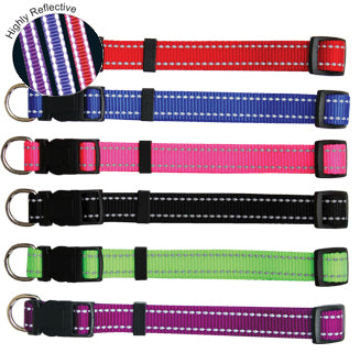 Beau Pets Reflective Nylon Adjustable Collar Black — Tidbit