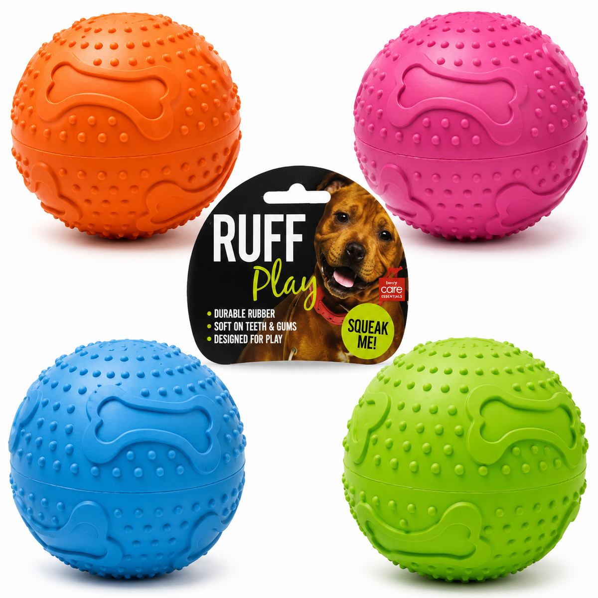 RUFF Play Rubber Squeaker Ball
