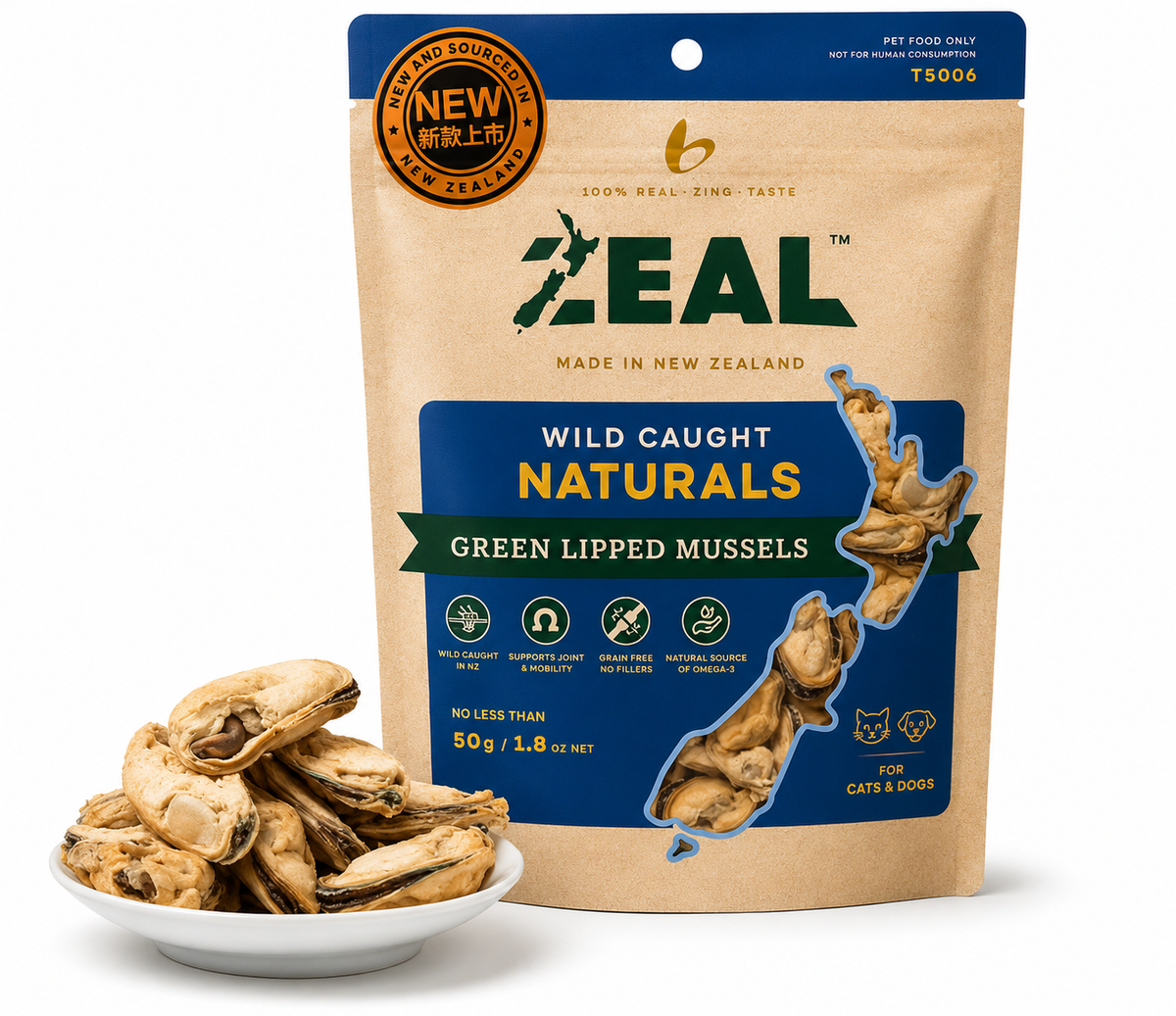 Zeal Wild Caught Naturals Green Lipped Mussels 50g