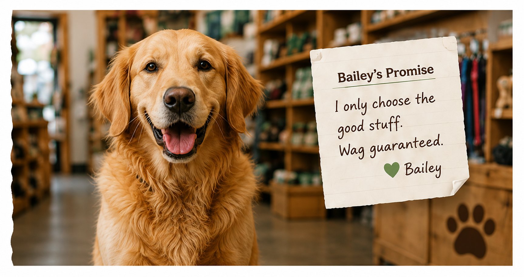 Bailey's promise: I only choose the good stuff. Wag guaranteed.